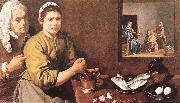 VELAZQUEZ, Diego Rodriguez de Silva y Christ in the House of Mary and Marthe r oil on canvas